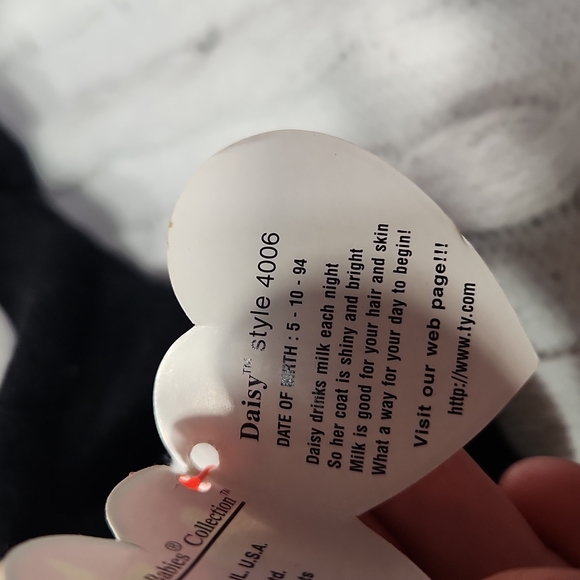 🕸Vintage Ty Beanie Baby Original Daisy The Cow P.V.C. Pellets 1993 - Picture 10 of 11